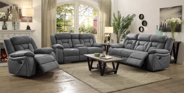 Coaster® Higgins 3 Piece Gray Reclining Living Room Set