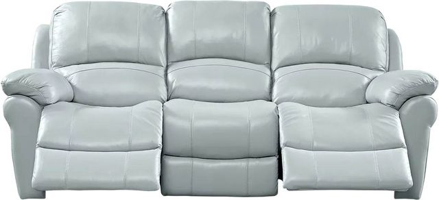 Vercelli Aqua Leather Non-Power Reclining Sofa and Stationary Loveseat-2