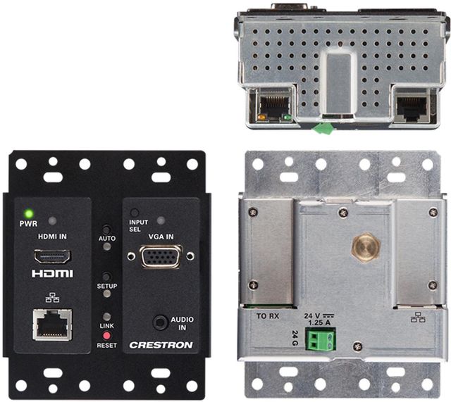 Crestron® Black 4K 3x1 Scaling Auto-Switcher and DM Lite® Wall Plate Extender over CATx Cable 2