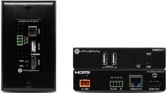 Atlona® Omega™ Wallplate HDBaseT TX/RX for HDMI with USB 1