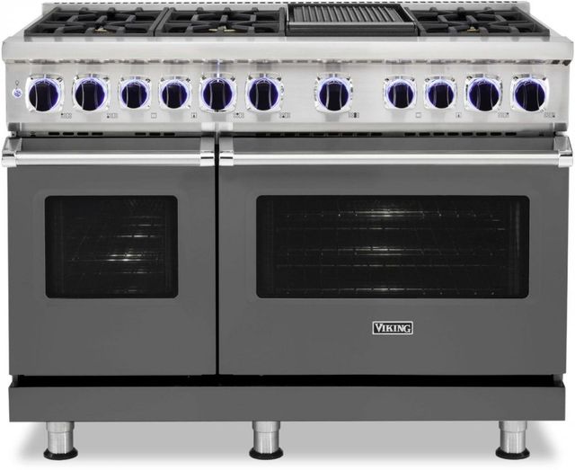 Viking® 7 Series 48" Damascus Grey Pro Style Dual Fuel Natural Gas Range with 12" Griddle