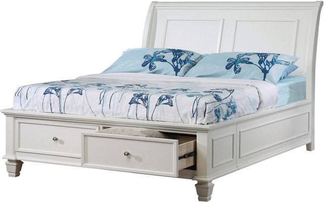 Coaster® Selena White Twin Youth Sleigh Bed With Footboard Storage 0