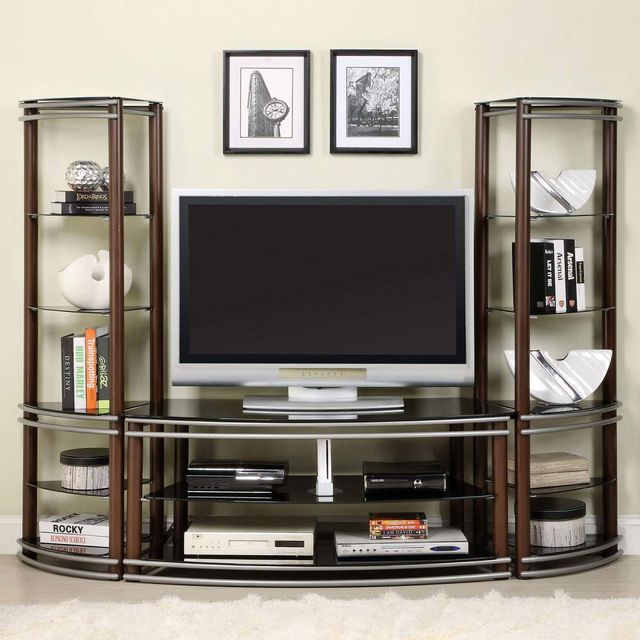 Furniture of America® Silver Creek 3 Piece Brown/Silver Entertainment Centers