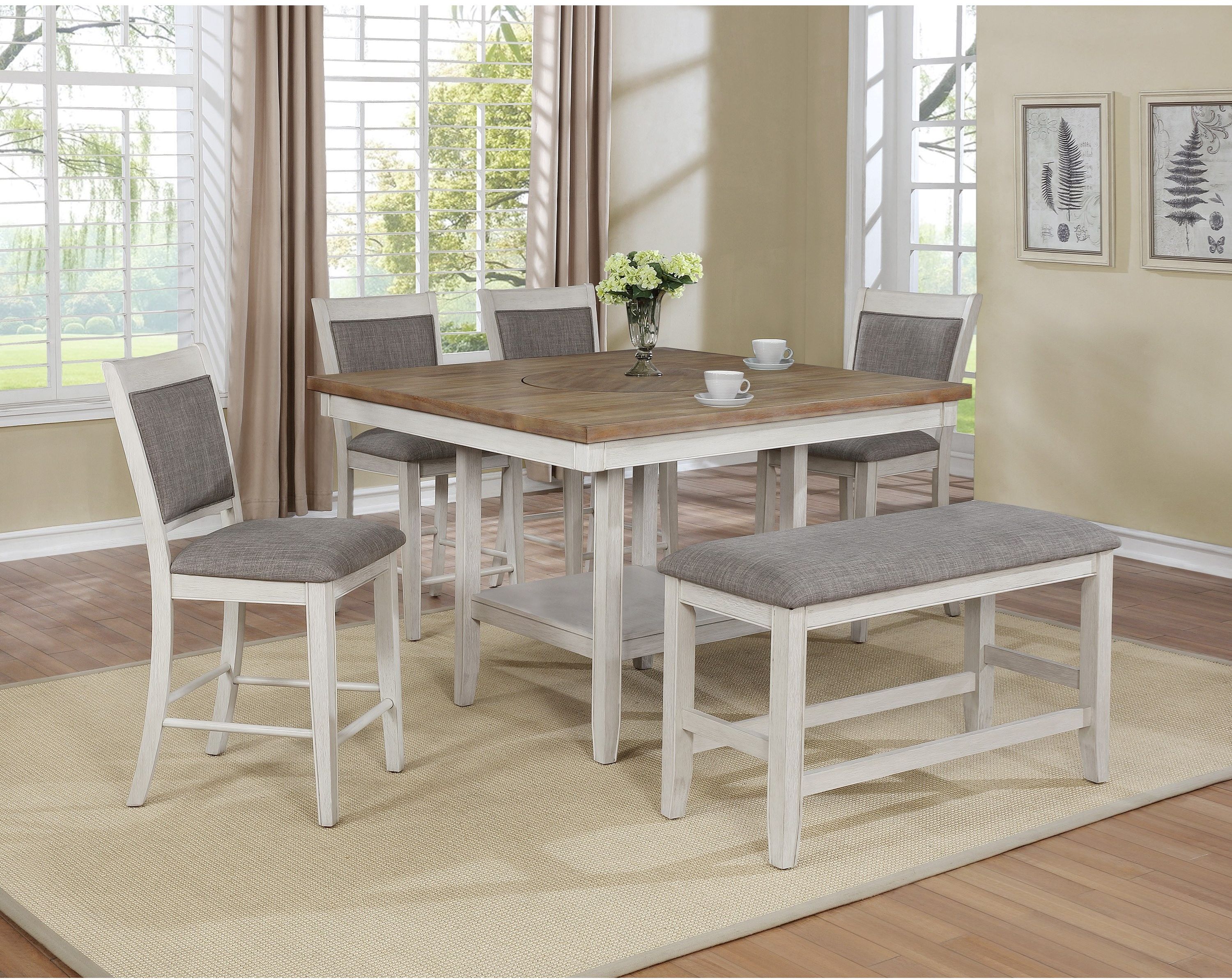 white casual dining table