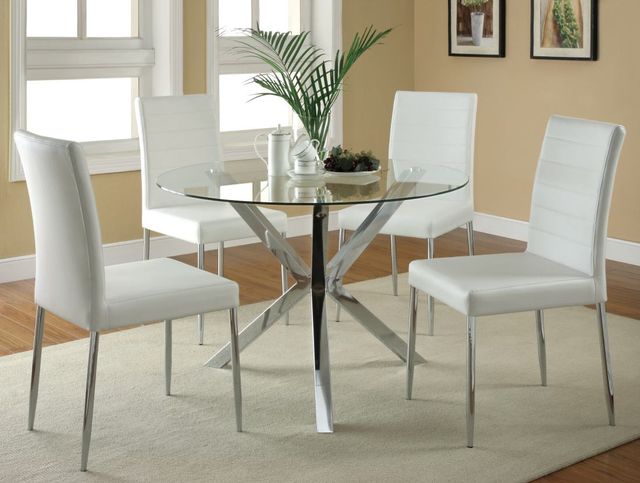 Coaster® Vance Glass Top Dining Table With X-Cross Base Chrome 3