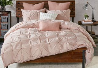 Olliix by INK+IVY 3 Piece Blush Full/Queen Masie Elastic Embroidered Cotton Duvet Cover Set