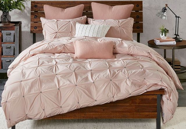 Olliix by INK+IVY 3 Piece Blush Full/Queen Masie Elastic Embroidered Cotton Duvet Cover Set-0
