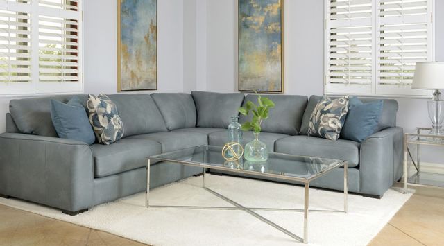 Decor-Rest® Furniture LTD 3786 3-Piece Blue Leather Sectional Sofa 1
