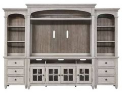 Liberty Heartland Antique White Entertainment Center with Piers