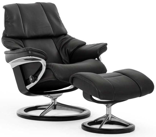 Stressless® by Ekornes® Reno Small Signature Reclining Chair with Footstool Set