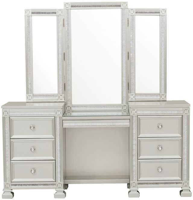 Homelegance® Bevelle Silver Vanity Dresser and Mirror 1