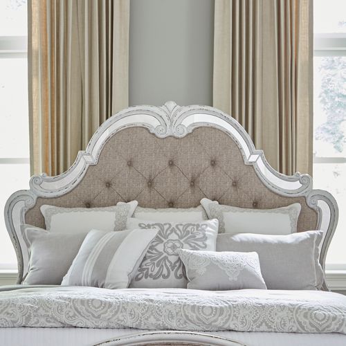 Liberty Furniture Magnolia Manor Antique White Queen Opt Upholstered Bed-1
