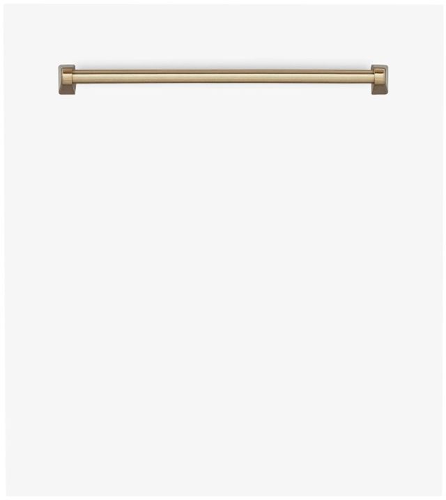 ZLINE Autograph Edition 24" White Matte with Gold Handle Dishwasher Panel 2