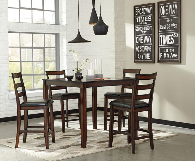 Signature Design by Ashley® Coviar 5-Piece Brown Counter Height Dining Table 5