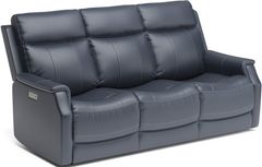 Flexsteel® Easton Dark Blue Power Reclining Sofa with Power Headrests and Lumbar