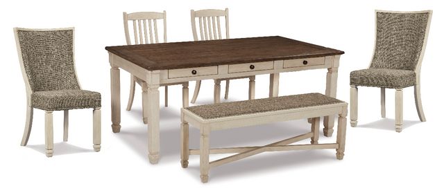 Signature Design by Ashley® Bolanburg 6-Piece Brown/White Dining Table Set