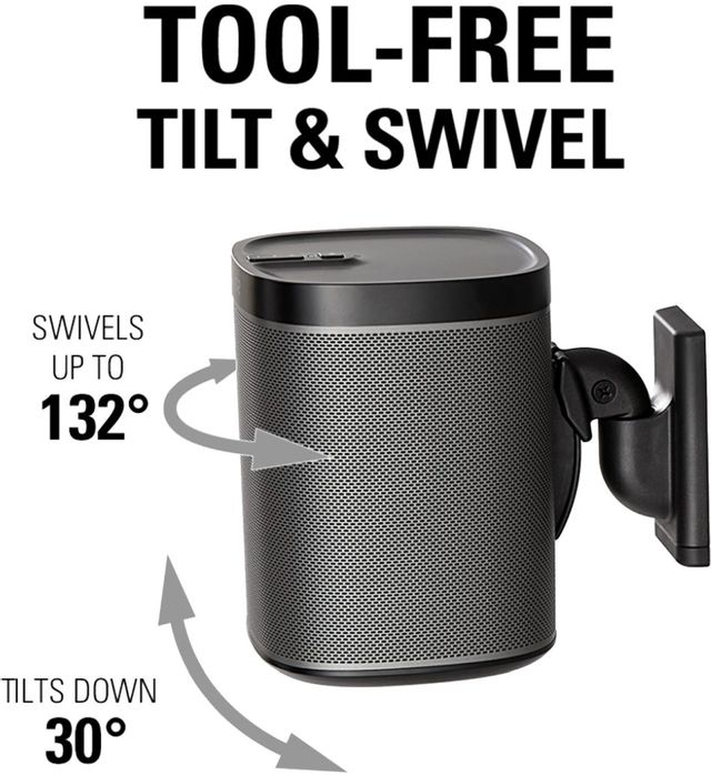 Sanus WSWM21-B1 Wireless Speaker Wall Mount for Sonos ONE, Play:1 Play:3 Single Black 1