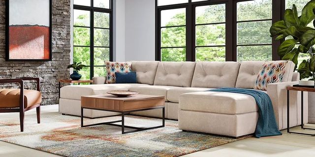 ModularOne Beige Dual Chaise 4 Piece Sectional-0