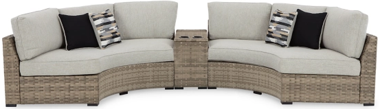 Signature Design by Ashley® Calworth 3-Piece Beige Outdoor Sectional Set 0