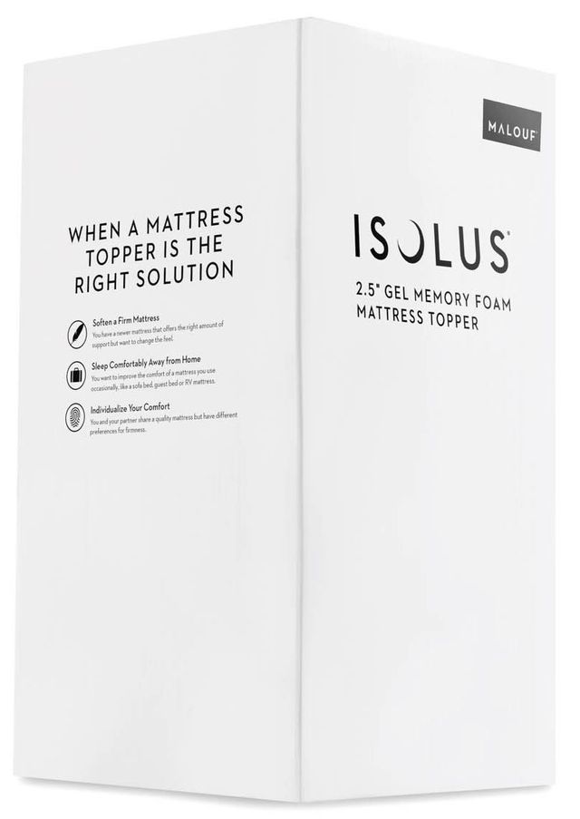 Malouf® Isolus® 2.5" Gel Memory Foam Queen Mattress Topper 6