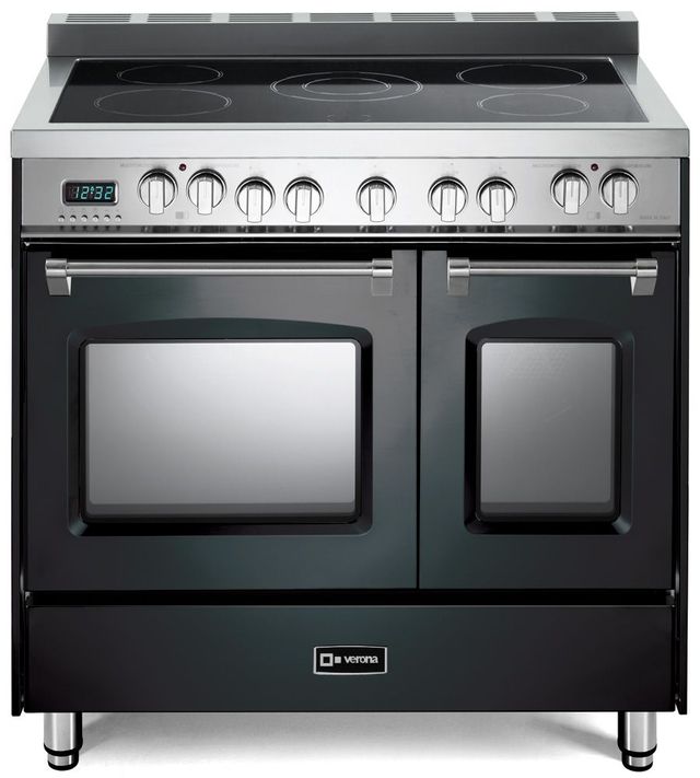 Verona® Prestige 36 Matte Black Double Oven Freestanding Electric Range, Fred's Appliance