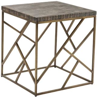 Crestview Collection Bengal Manor Burnished Ebony Crazy Cut Iron End Table