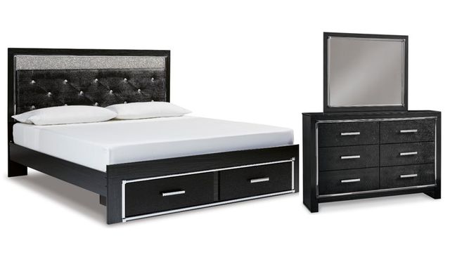Signature Design by Ashley® Kaydell 3-Piece Black King Upholstered Panel Bedroom Set