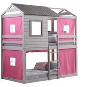 Donco Kids Deer Blind Bunkbed With Pink Tent Kit-0