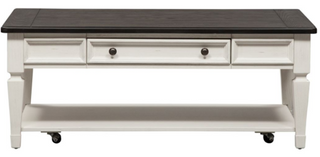 Liberty Furniture Allyson Park Wirebrushed White Finish with Charcoal Tops Cocktail Table