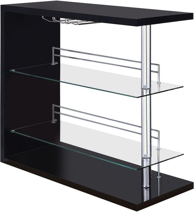 Coaster® Prescott Glossy Black Rectangular 2-Shelf Bar Unit-0