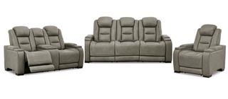 Signature Design by Ashley® The Man-Den 3-Piece Gray Power Reclining Living Room Seating Set
