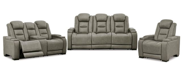 Signature Design by Ashley® The Man-Den 3-Piece Gray Power Reclining Living Room Seating Set-0