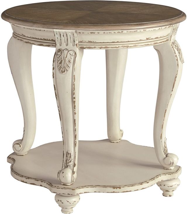 Signature Design by Ashley® Realyn White/Brown Round End Table-0