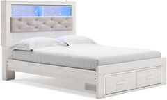 Signature Design by Ashley® Altyra White King Upholstered Storage Bookcase Bed