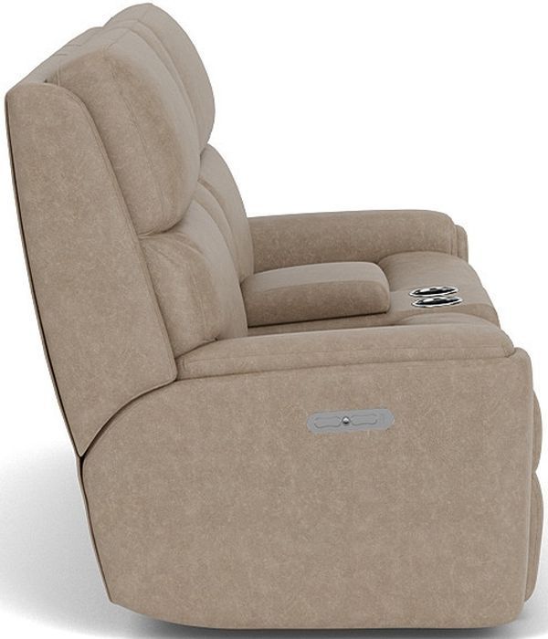 Flexsteel® Rio Power Reclining Loveseat with Console and Power Headrests-2
