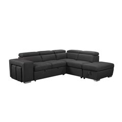 Campton Charcoal 3 Pc Sleeper Sectional with Storage