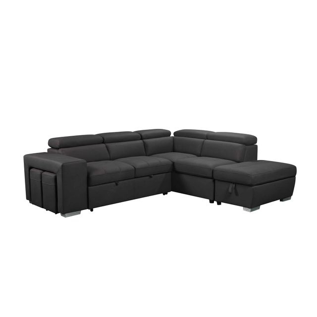 Campton Charcoal 3 Pc Sleeper Sectional with Storage 0