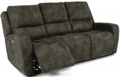 Flexsteel® Aiden Grey Power Reclining Sofa with Power Headrests