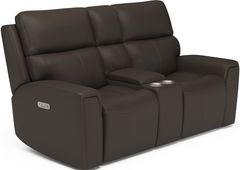 Flexsteel® Jarvis Mica Power Reclining Loveseat with Console and Power Headrests