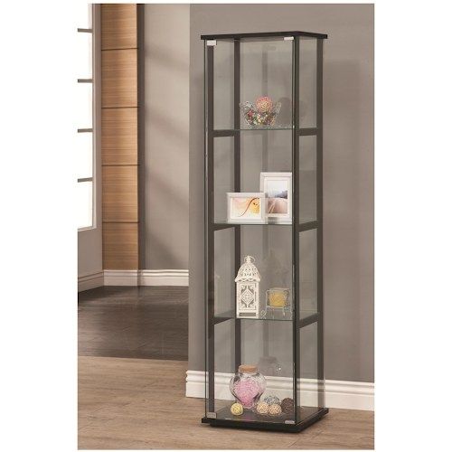 Coaster® Black And Clear 4-Shelf Glass Curio Cabinet 1