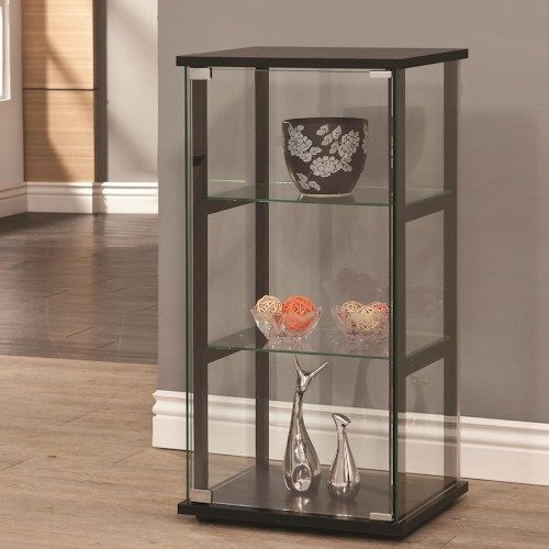 Coaster® Black And Clear 3-Shelf Glass Curio Cabinet  1