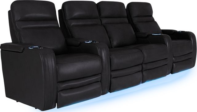RowOne Cortés Home Entertainment Seating Black 4-Chair Row with Loveseat 3