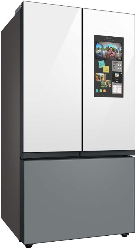 Samsung Bespoke 30 Cu. Ft. Matte Gray/White Glass 3-Door French Door Refrigerator with Family Hub™ 1