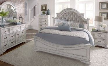 Liberty Furniture Magnolia Manor 7 Piece Antique White Queen Upholstered Bedroom Set-0