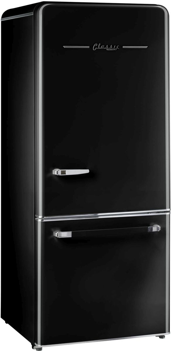 Unique® Appliances Classic Retro 30 in. 18 Cu. Ft. Midnight Black Bottom  Freezer Refrigerator, Big Sandy Superstore