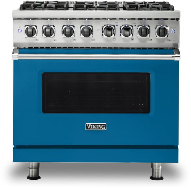 Viking® 5 Series 36" Alluvial Blue Pro Style Dual Fuel Natural Gas Range