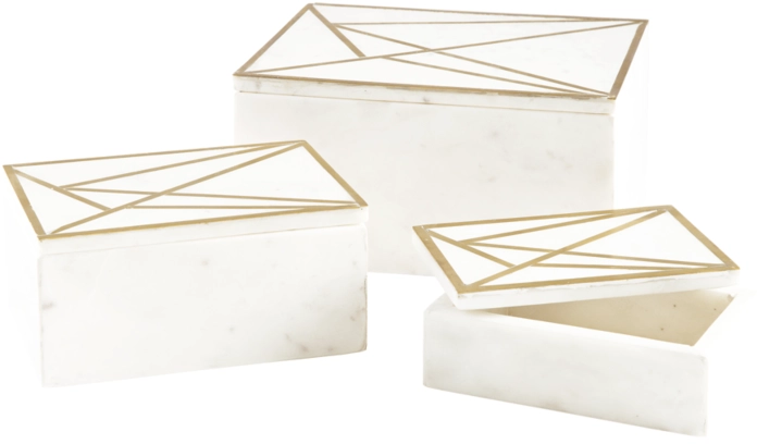 Signature Design by Ashley® Ackley 3 Pieces White and Brass Box Set