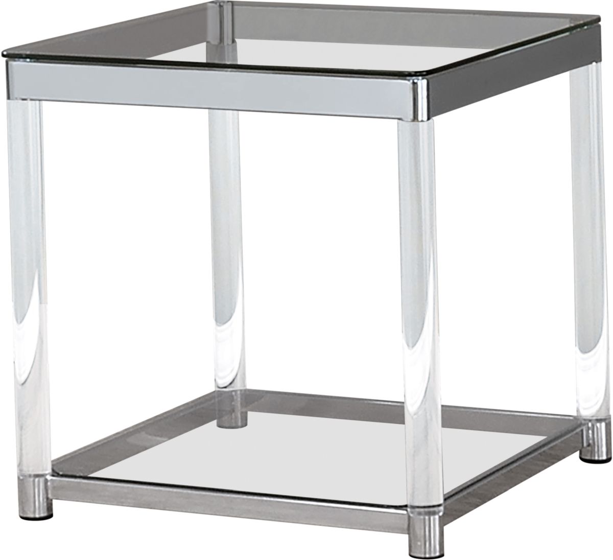 Coaster® Claude Chrome And Clear End Table With Lower Shelf
