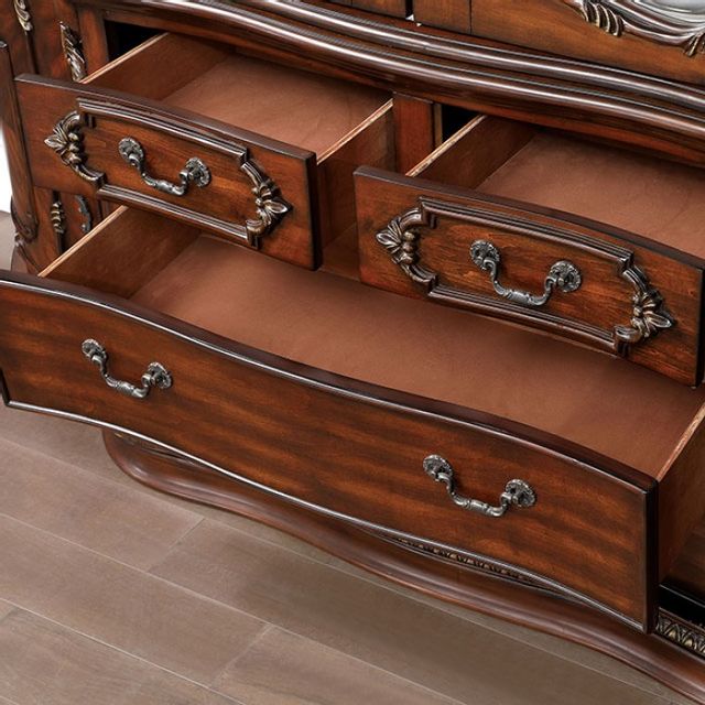 Furniture of America® Normandy Brown Cherry Hutch and Buffet Set 5