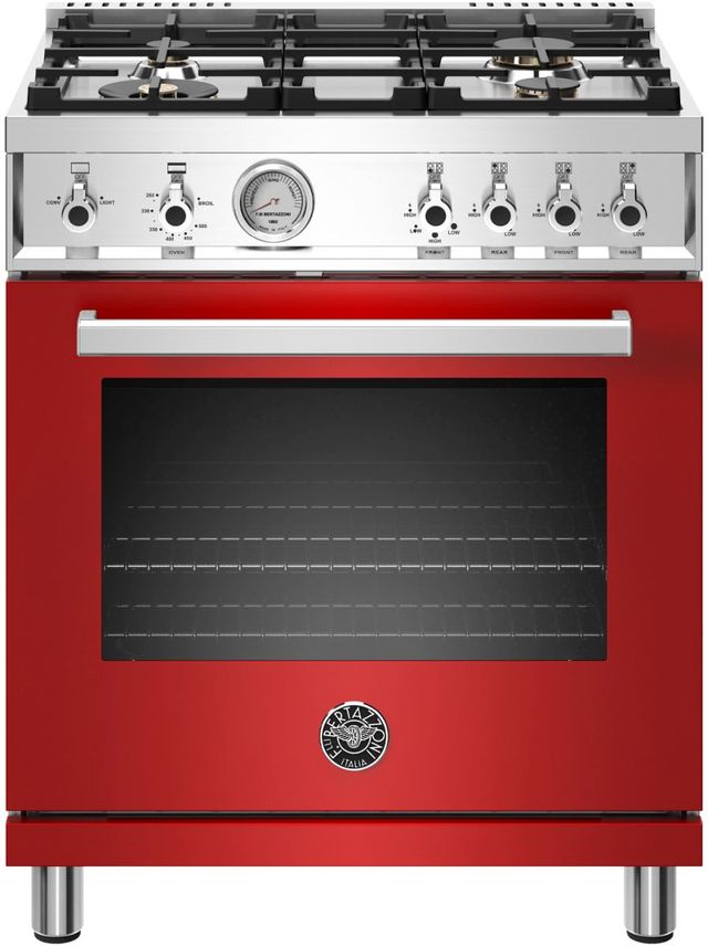 Cuisinière au gaz style Pro de 30 po Bertazzoni® Professional de 4.7 pi³ - Rouge